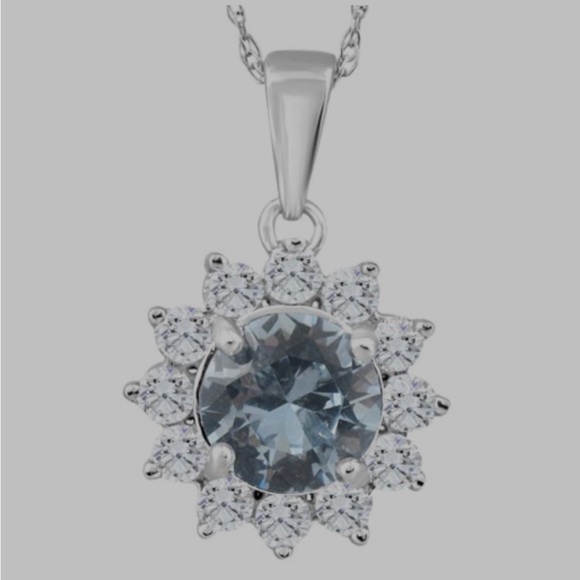 Pompeii3 Diamond Halo Pendant 10k White Gold Necklace - Picture 3 of 8